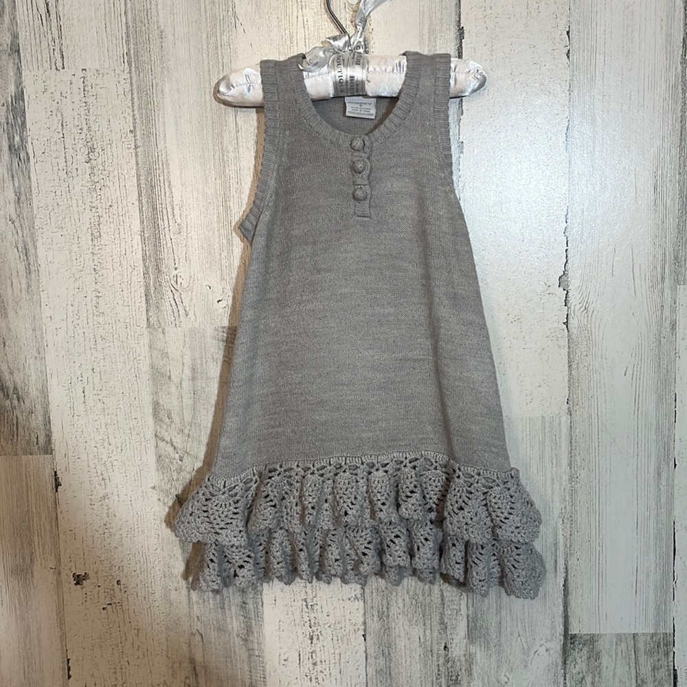 #E8- girls cute gray knit dress size 2 CHEEKY